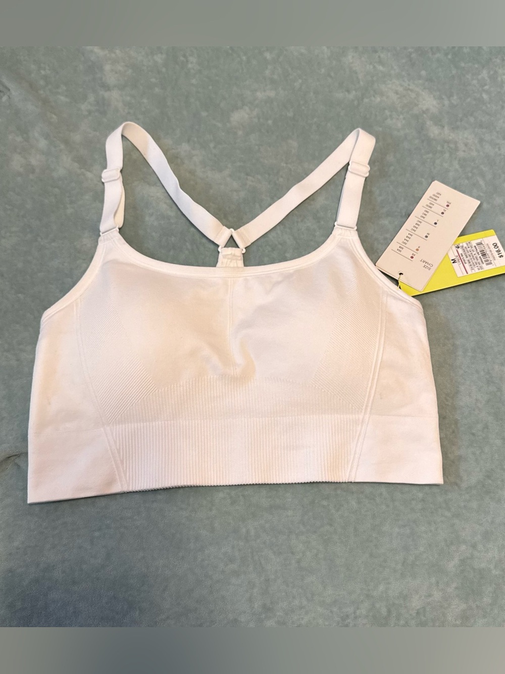 All in Motion Seamless White Racerback Comfort Bralette, Size M